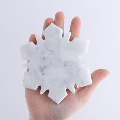 One White Marble Snowflake Coaster