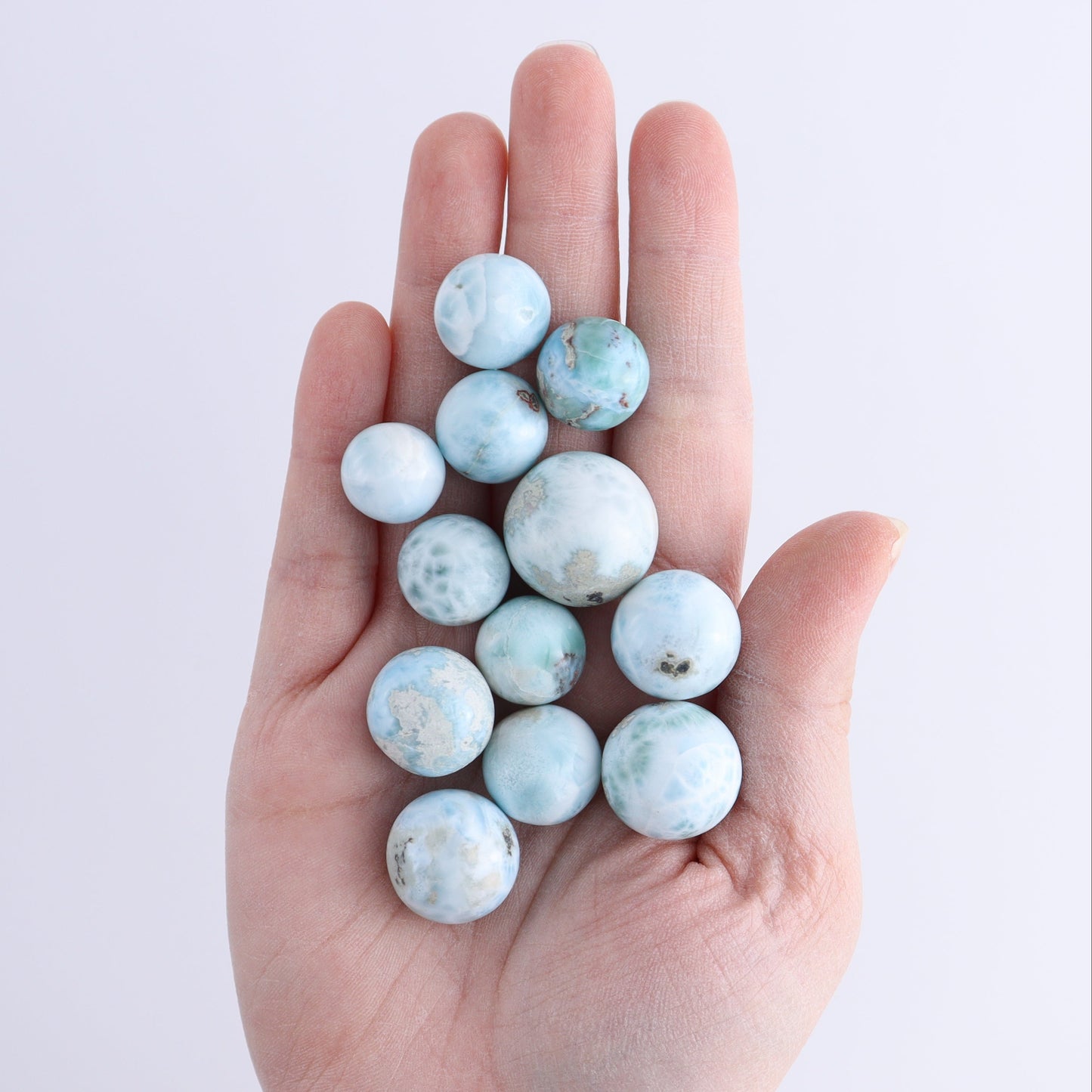 Larmiar Spheres Set of 12 - Expert Wholesale and Supplier of Wholesale Crystals & Bulk Gemstones, ["Larimar","Spheres"]