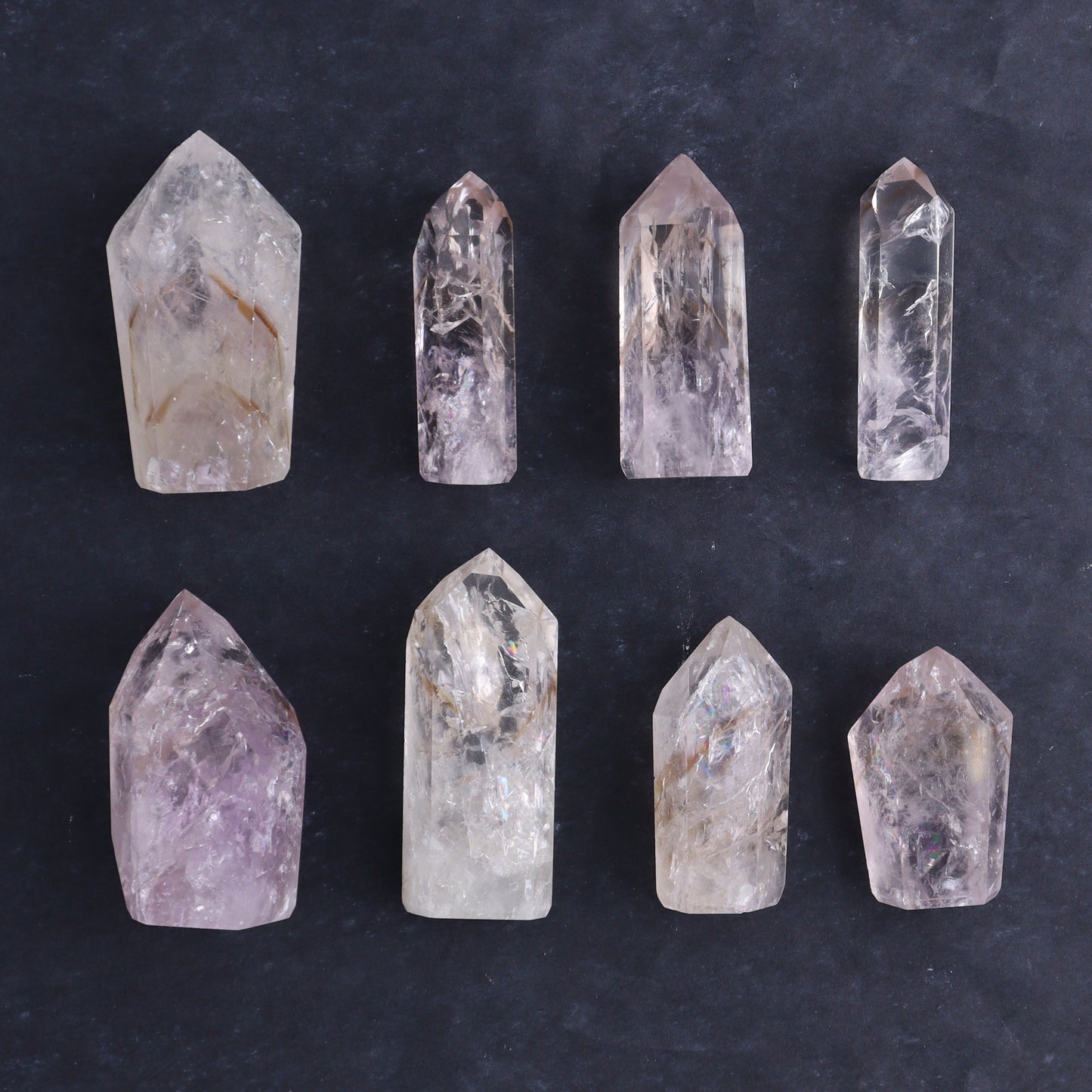 Powellite Amethyst UV Reactive Towers Set of 20 - Expert Wholesale and Supplier of Wholesale Crystals & Bulk Gemstones, ["Amethyst","Powellite"]