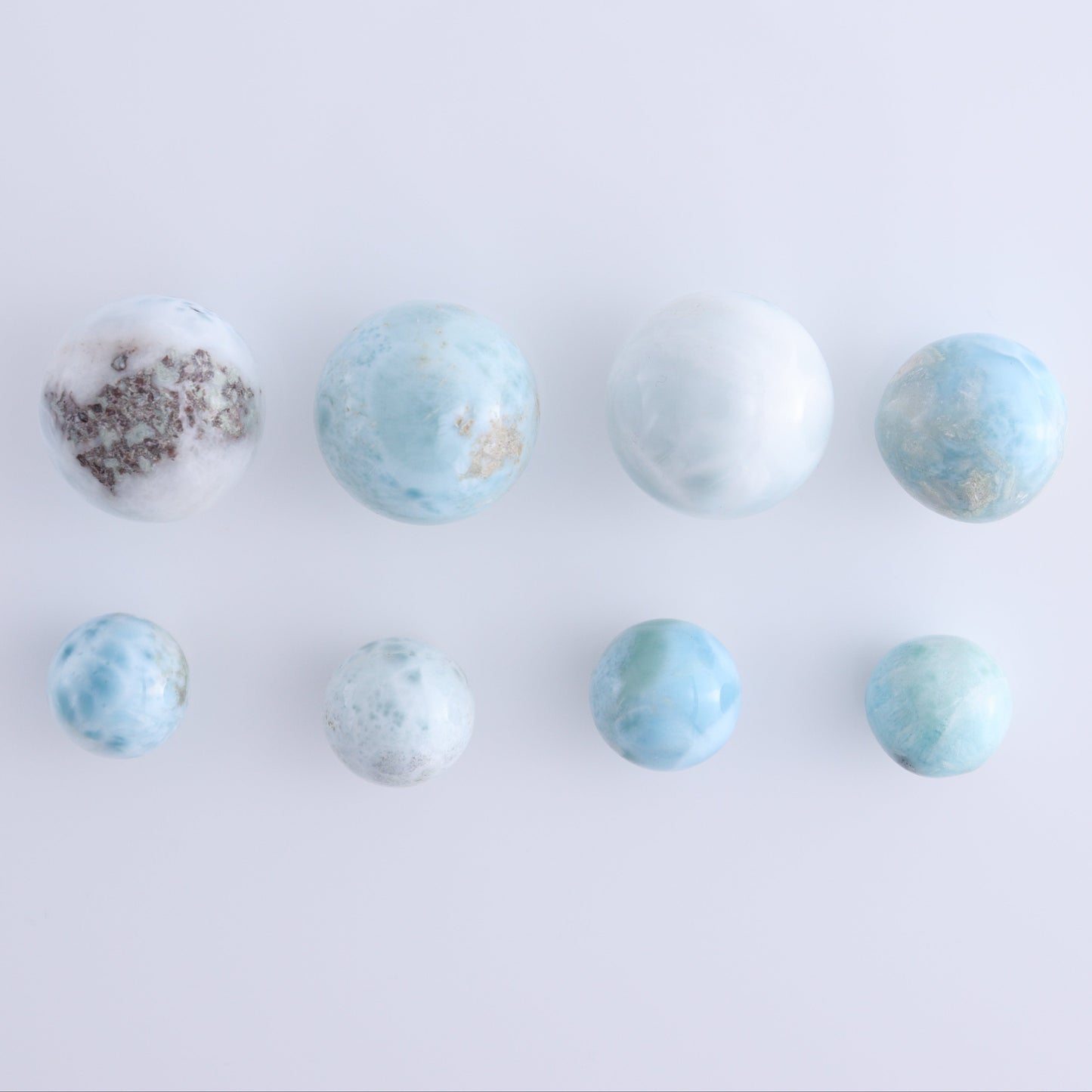 Larimar Spheres Set of 8 - Expert Wholesale and Supplier of Wholesale Crystals & Bulk Gemstones, ["Larimar","Spheres"]