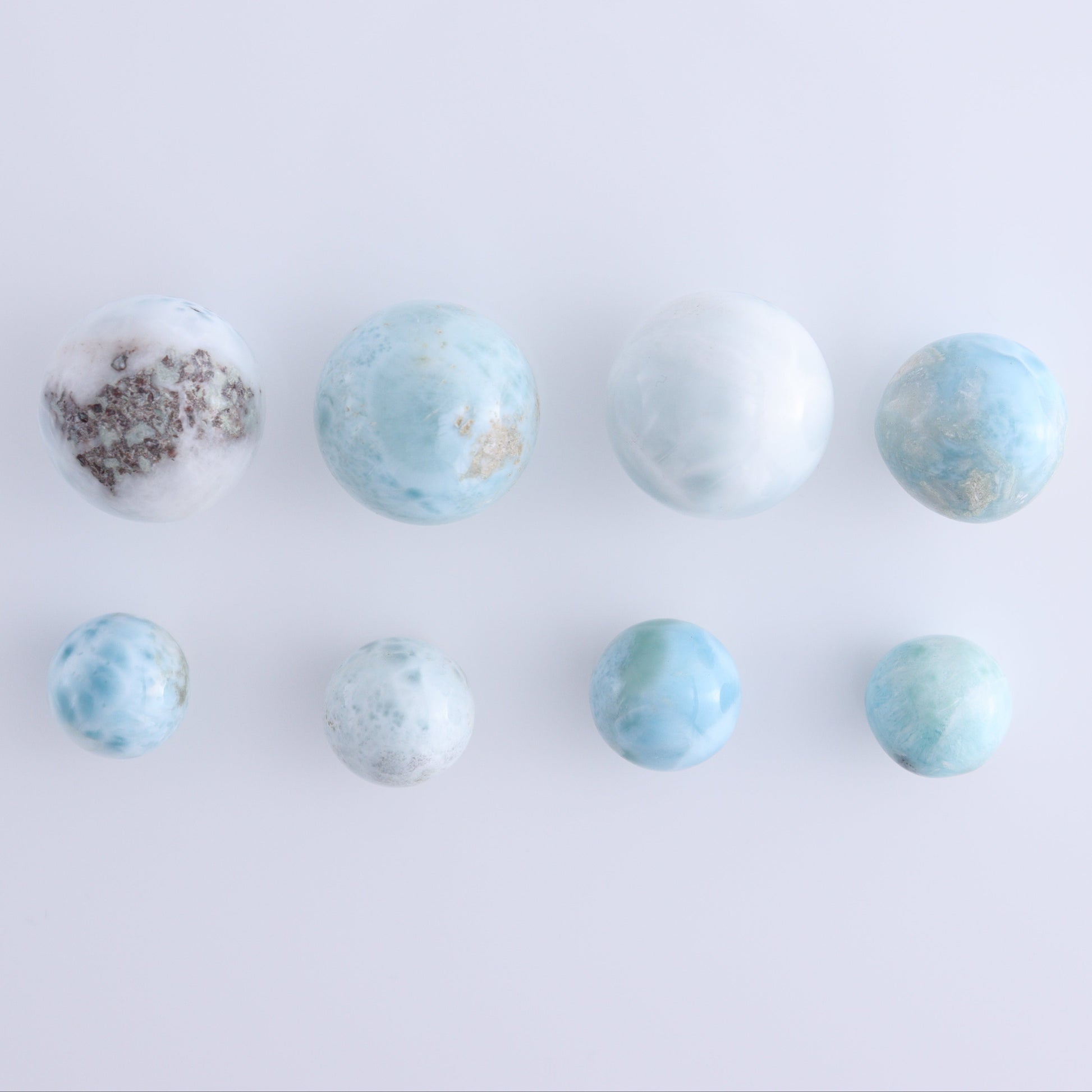 Larimar Spheres Set of 8 - Expert Wholesale and Supplier of Wholesale Crystals & Bulk Gemstones, ["Larimar","Spheres"]