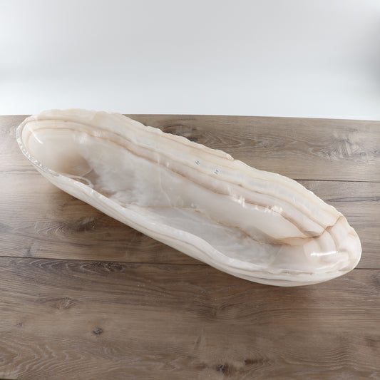 Mexican Onyx/Calcite Canoe Bowl 28"