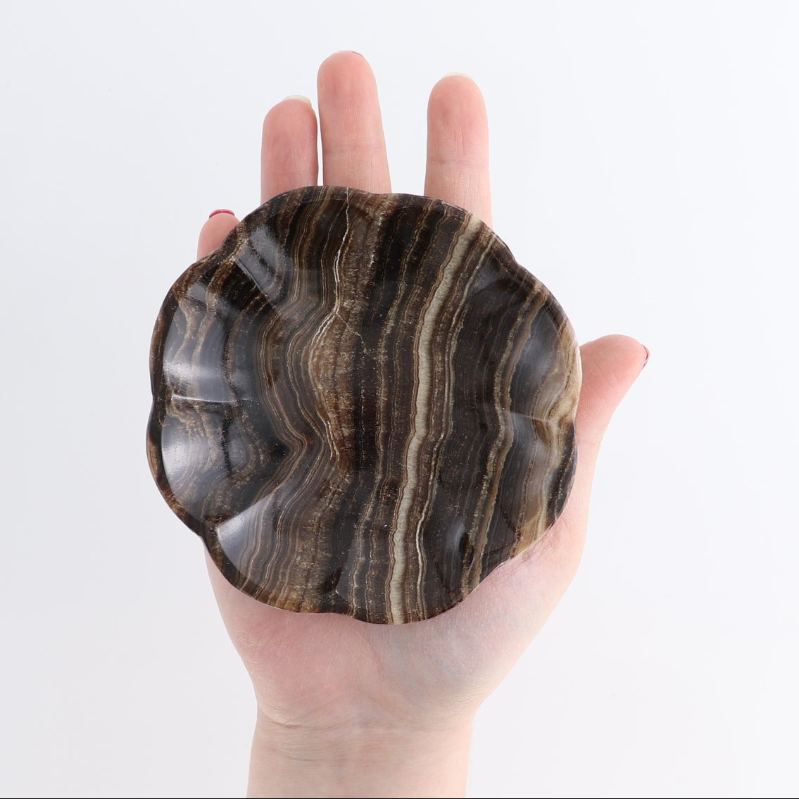 One Mexican Onyx/Calcite Chocolate Scalloped Dish 10 cm