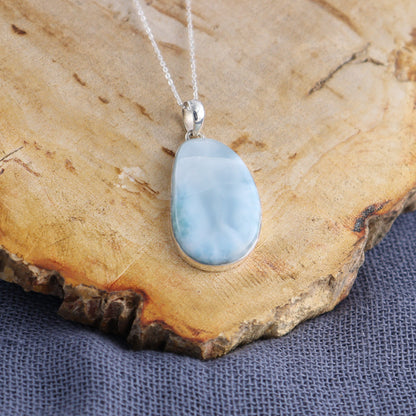 One Medium Larimar Sterling Silver Pendant (chain not included) - Expert Wholesale and Supplier of Wholesale Crystals & Bulk Gemstones, ["Larimar","Pendant","sterling silver"]
