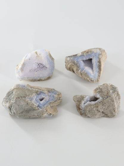 Blue Lace Agate Clusters Set of 4 - Expert Wholesale and Supplier of Wholesale Crystals & Bulk Gemstones, ["Agate","Blue Lace Agate","close_70"]