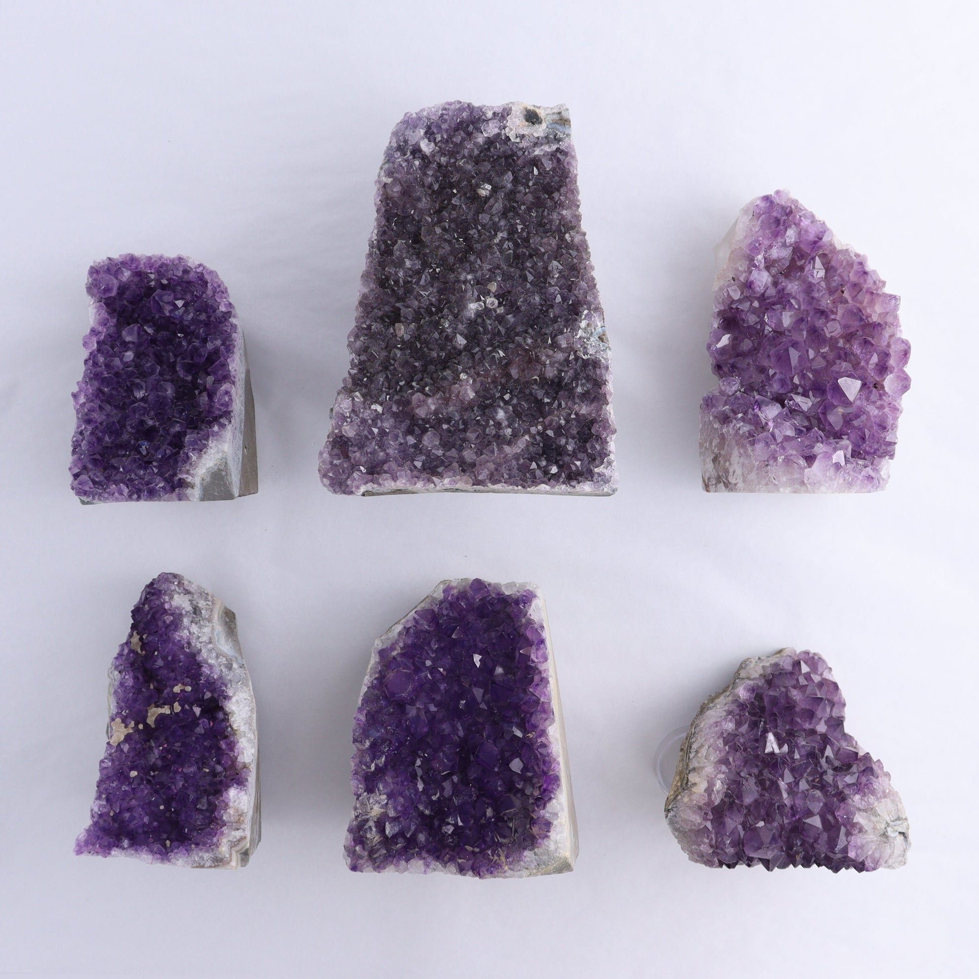 Uruguay Amethyst Cut Base Set of 6 - Expert Wholesale and Supplier of Wholesale Crystals & Bulk Gemstones, ["Amethyst","Cut Base","Uruguay"]