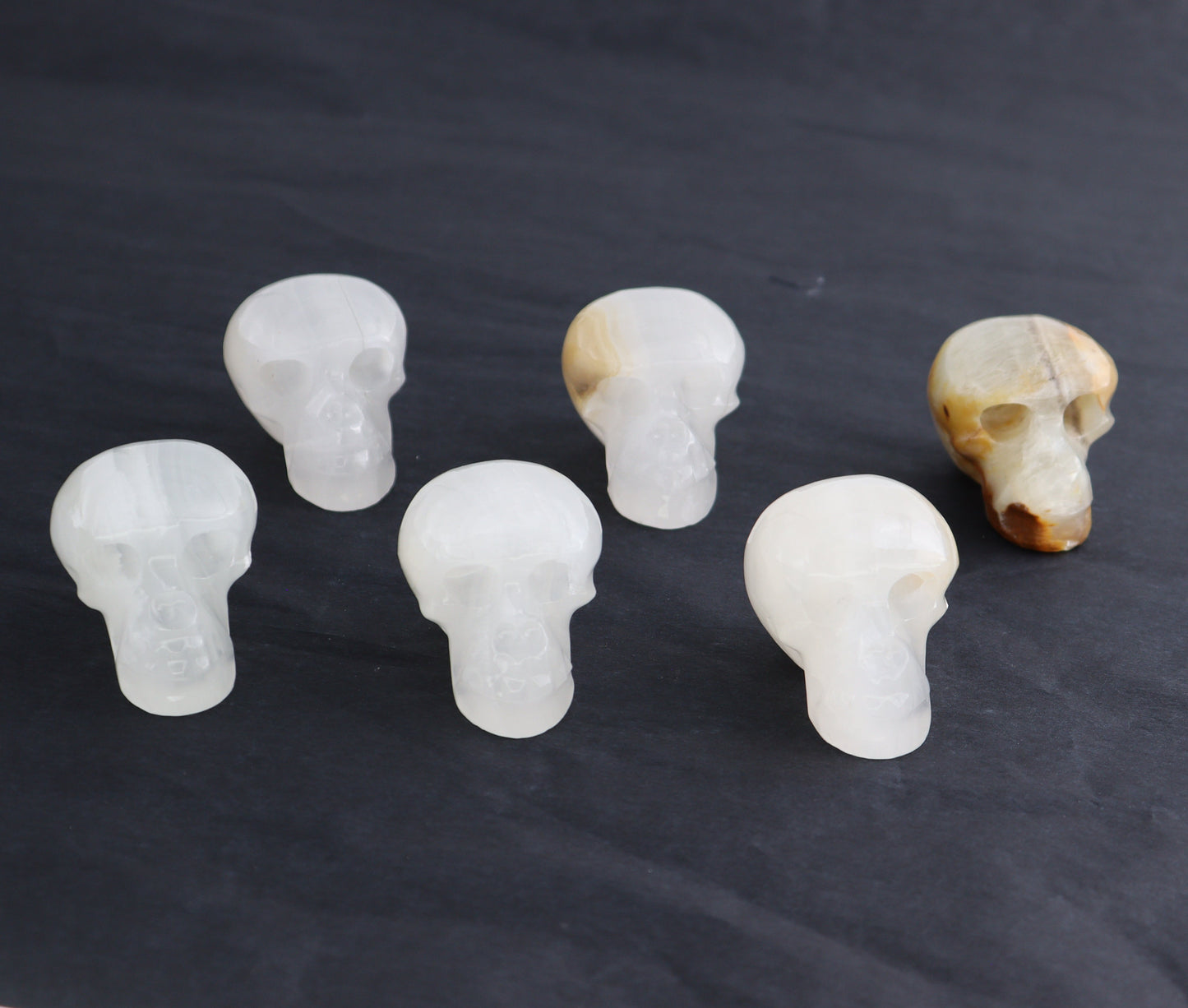Onyx Skulls Set of 6 - Expert Wholesale and Supplier of Wholesale Crystals & Bulk Gemstones, ["Mexico","onyx","Skulls"]