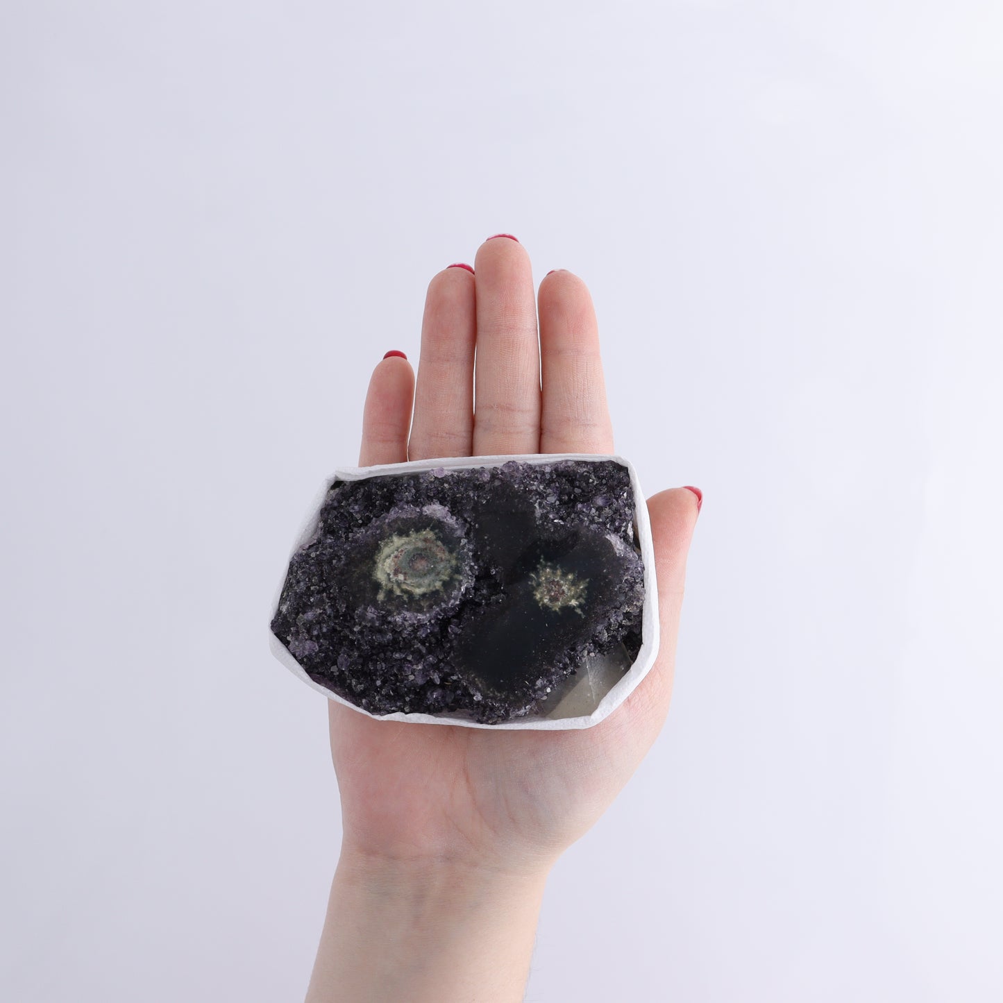 Uruguay Amethyst Clusters with "Eyes" Flat of 11 - Expert Wholesale and Supplier of Wholesale Crystals & Bulk Gemstones, ["Amethyst","Clusters","Eyes Amethyst","Uruguay"]