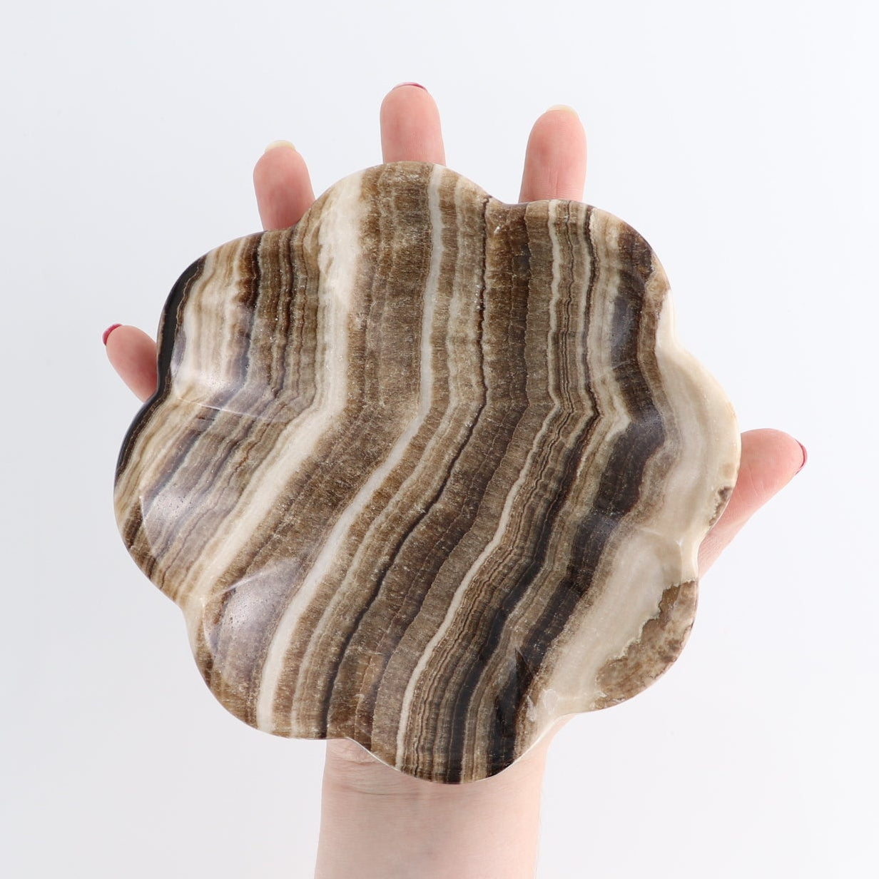 One Mexican Onyx/Calcite Chocolate Scalloped Dish 14 cm