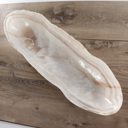 Mexican Onyx/Calcite Canoe Bowl 28"
