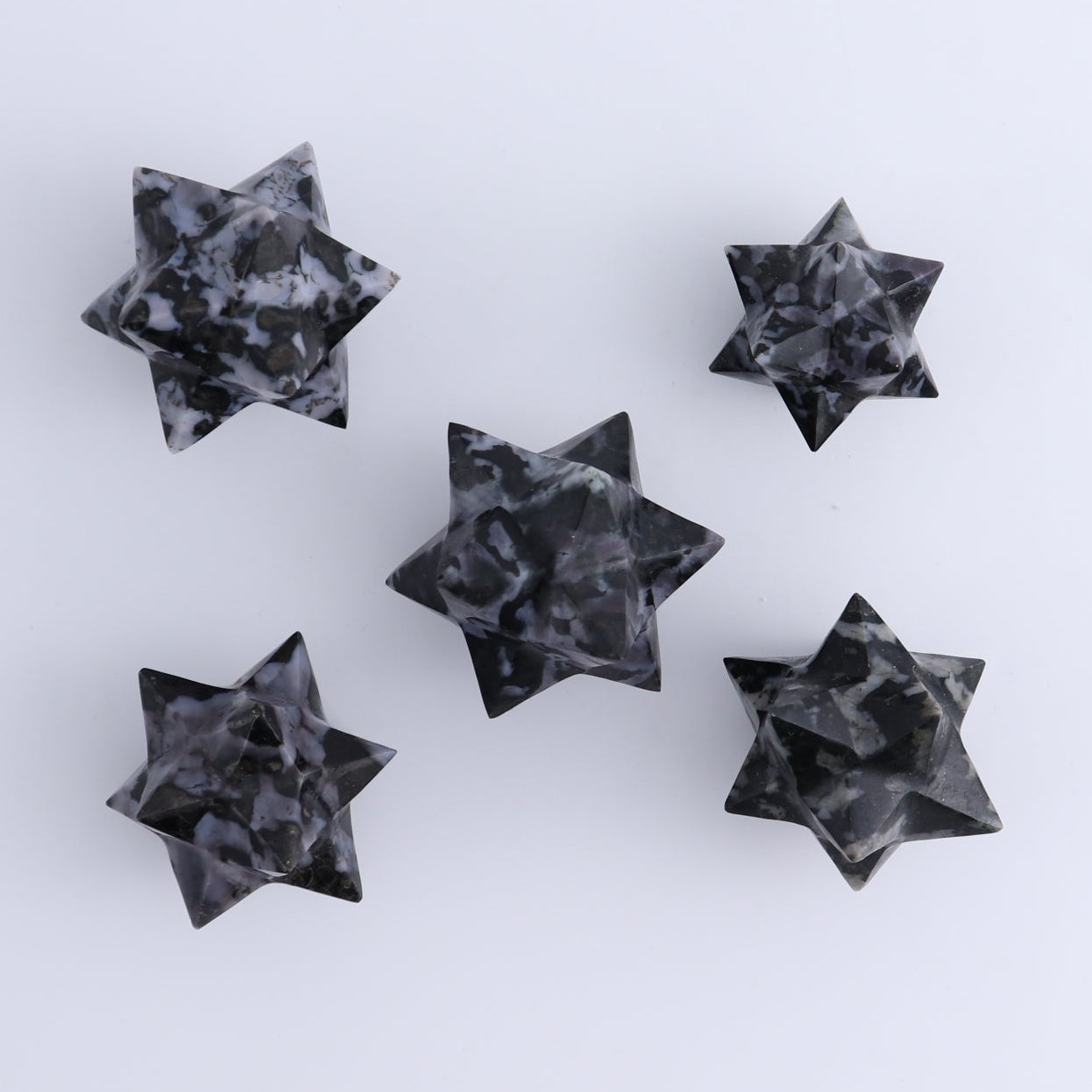 Indigo Gabbro Stars Set of 19 & 1 Cut Base Star - Expert Wholesale and Supplier of Wholesale Crystals & Bulk Gemstones, ["Indigo Gabbro"]