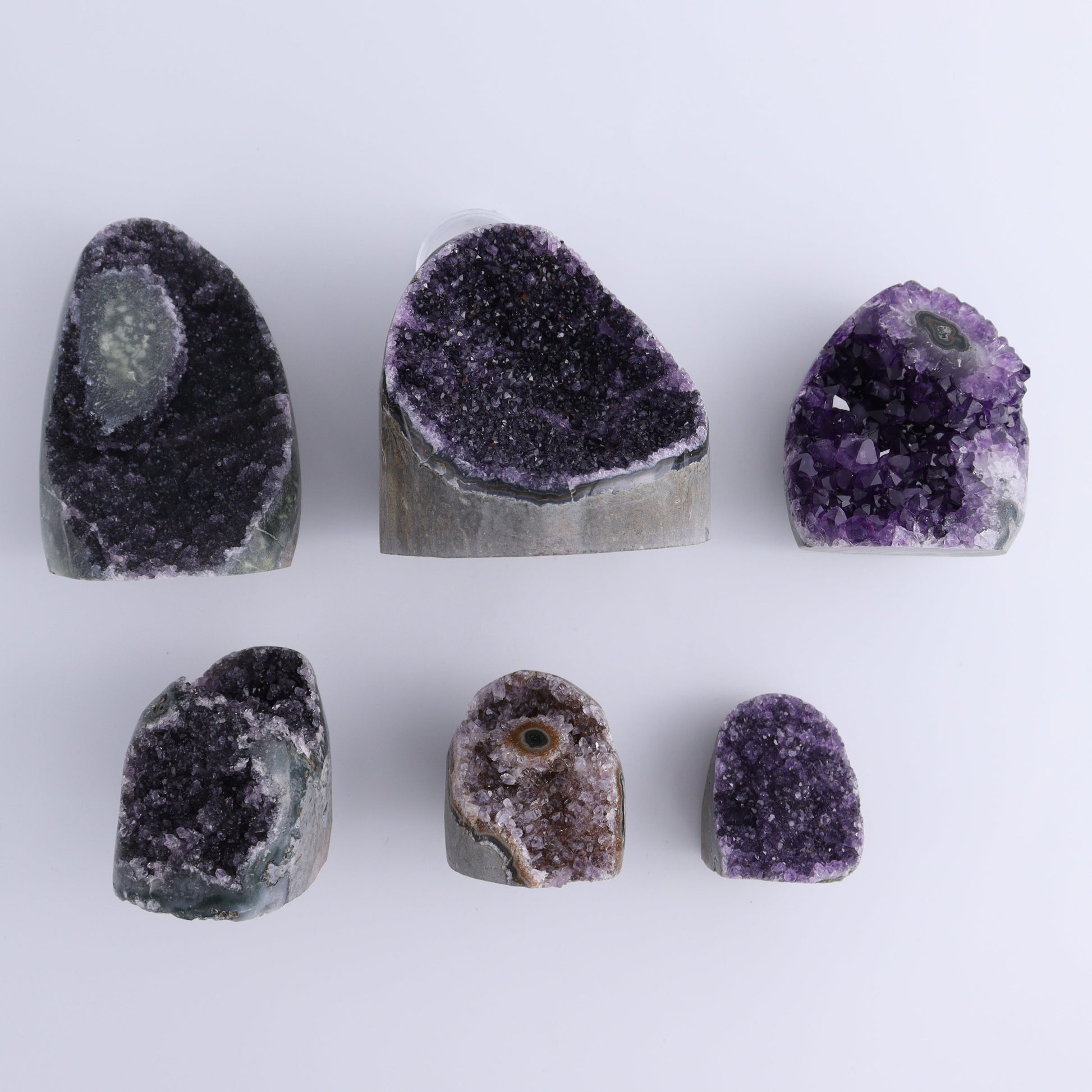 Uruguay Amethyst Cut Base Set of 6 - Expert Wholesale and Supplier of Wholesale Crystals & Bulk Gemstones, ["Amethyst","Cut Base","Uruguay"]