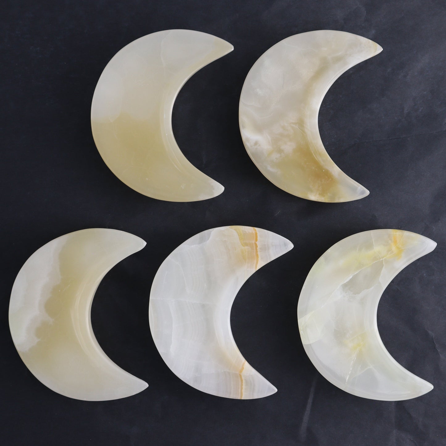 Onyx Moons Set of 5 - Expert Wholesale and Supplier of Wholesale Crystals & Bulk Gemstones, ["Catalog Onyx","Mexico","moons","onyx"]