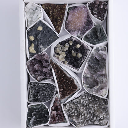 Uruguay Amethyst Clusters with Formations Flat of 14 - Expert Wholesale and Supplier of Wholesale Crystals & Bulk Gemstones, ["Amethyst","Calcite","Clusters","Formations","Uruguay"]