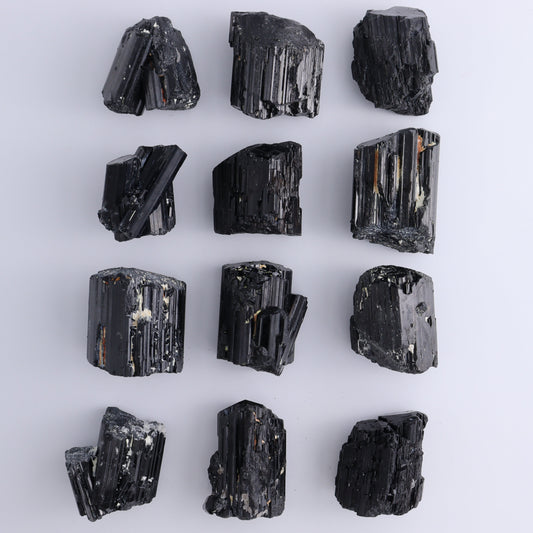 Black Tourmaline Roughs Set of 12 - Expert Wholesale and Supplier of Wholesale Crystals & Bulk Gemstones, ["Black Tourmaline","Madagascar","Rough","Tourmaline"]
