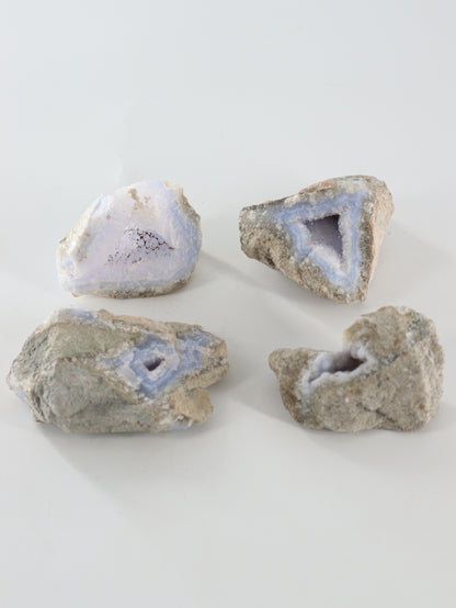 Blue Lace Agate Clusters Set of 4 - Expert Wholesale and Supplier of Wholesale Crystals & Bulk Gemstones, ["Agate","Blue Lace Agate","close_70"]