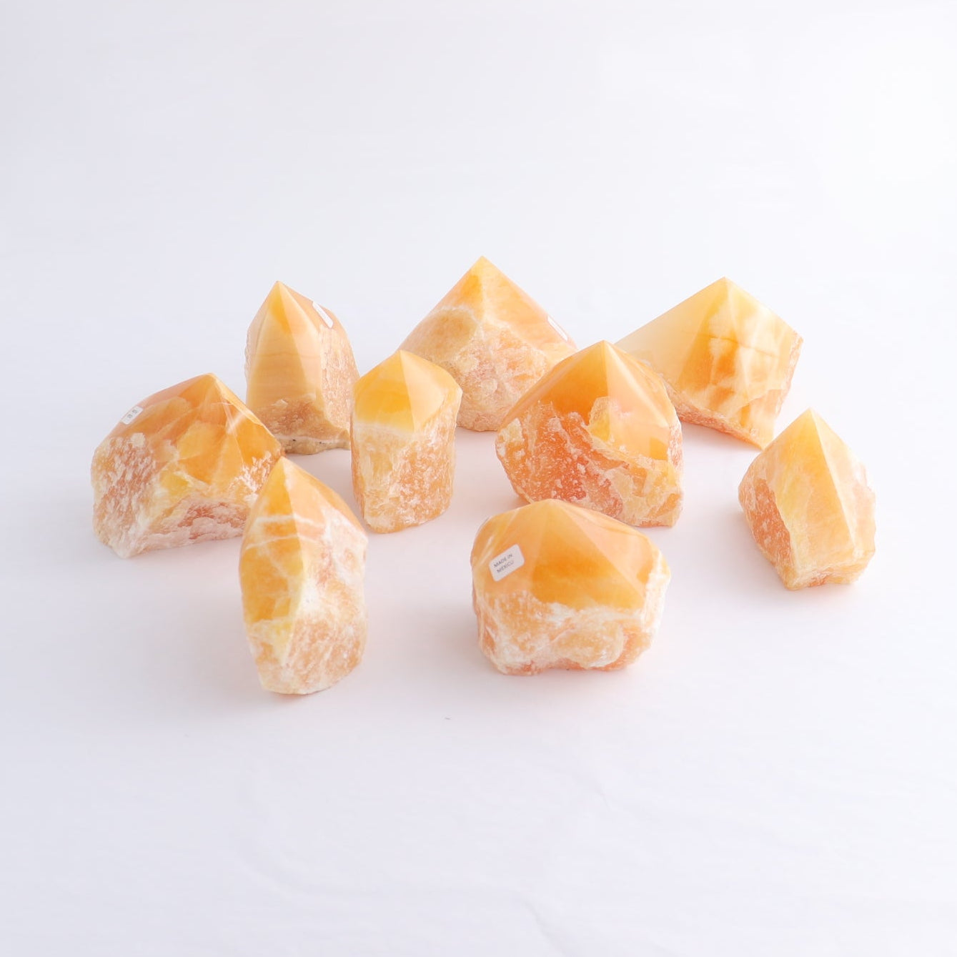 Orange Calcite Polished Tips Set of 9