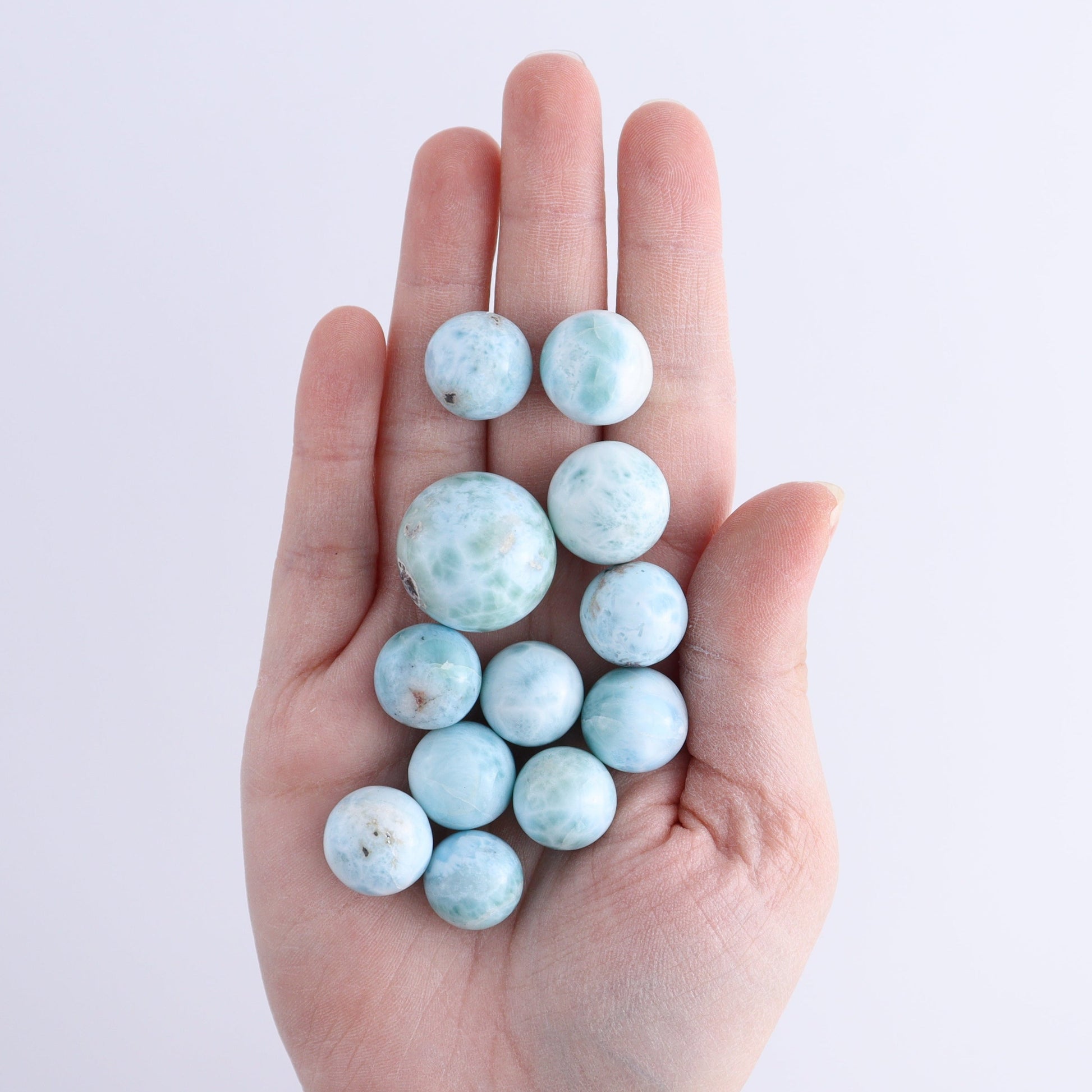 Larmiar Spheres Set of 12 - Expert Wholesale and Supplier of Wholesale Crystals & Bulk Gemstones, ["Larimar","Spheres"]