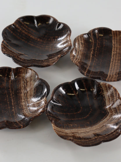 Chocolate Onyx Flower Dishes Set of 8