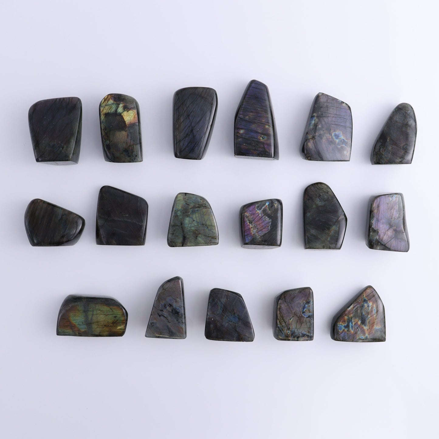 Labradorite Freeform Set of 17 - Expert Wholesale and Supplier of Wholesale Crystals & Bulk Gemstones, ["Freeforms","Labradorite","Madagascar"]
