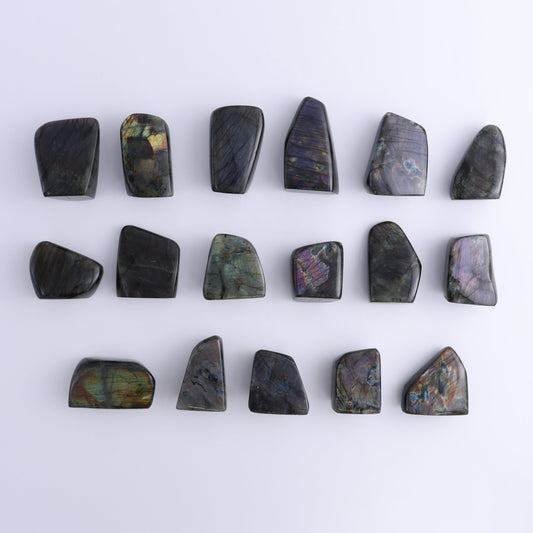 Labradorite Freeform Set of 17 - Expert Wholesale and Supplier of Wholesale Crystals & Bulk Gemstones, ["Freeforms","Labradorite","Madagascar"]