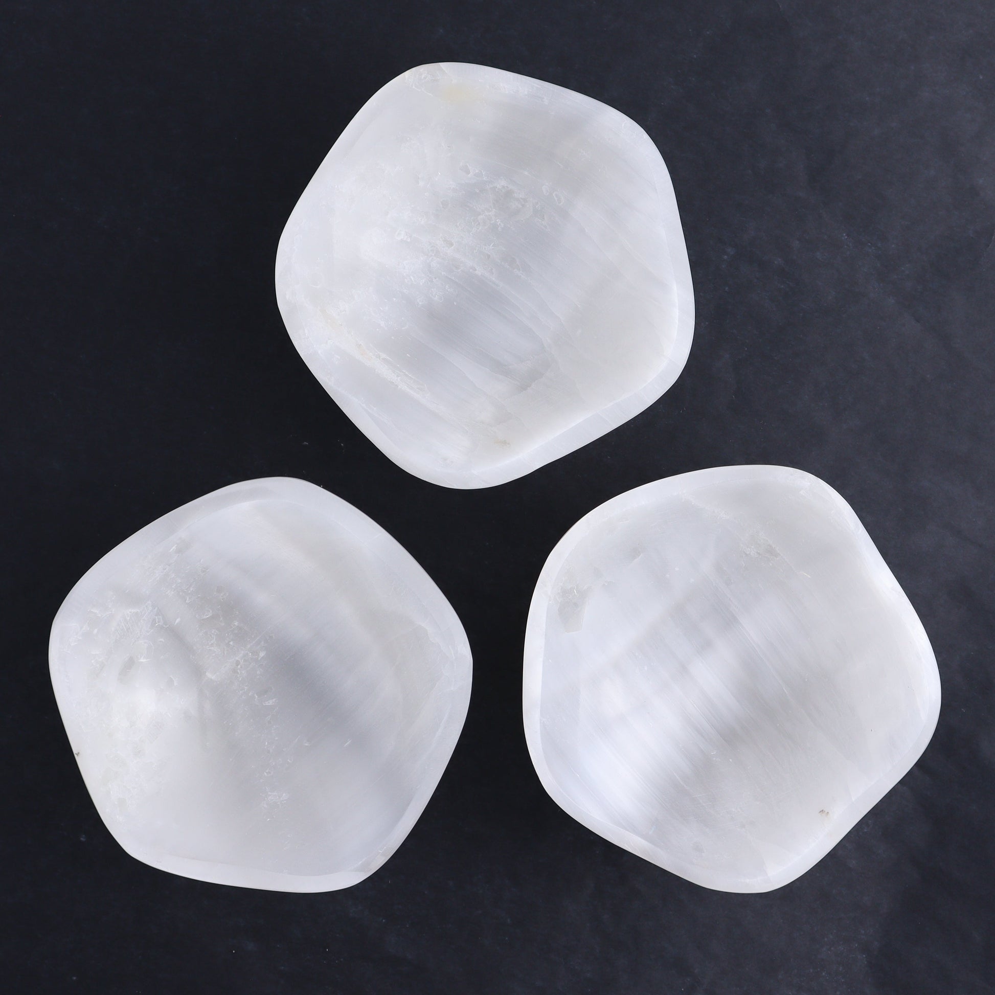 One Selenite (Satin Spar) Wavy Bowl 12 cm - Expert Wholesale and Supplier of Wholesale Crystals & Bulk Gemstones, ["Bowls","Freeform","Freeforms","Morocco","Selenite"]