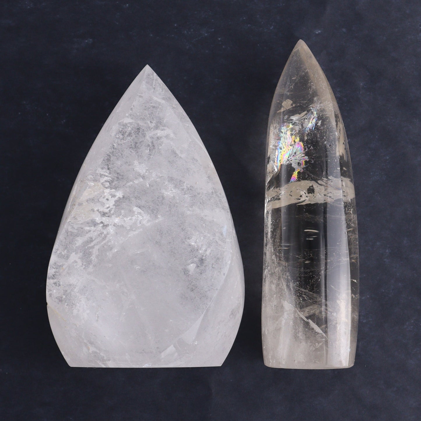 Imperfect Clear and Smoky Quartz Flames Set of 4 - Expert Wholesale and Supplier of Wholesale Crystals & Bulk Gemstones, ["Brazil","Clear Quartz","flames","Quartz","Smoky Quartz"]