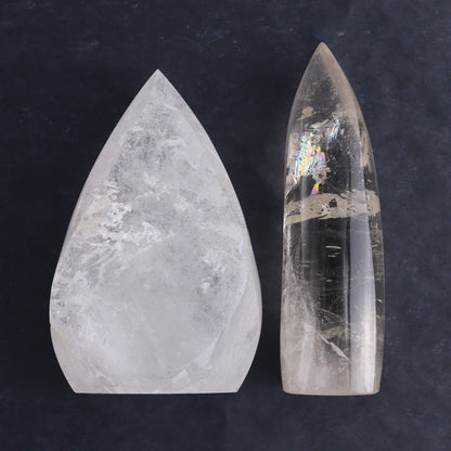 Imperfect Clear and Smoky Quartz Flames Set of 4 - Expert Wholesale and Supplier of Wholesale Crystals & Bulk Gemstones, ["Brazil","Clear Quartz","flames","Quartz","Smoky Quartz"]