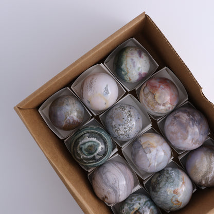 Ocean Jasper Spheres Set of 12 - Expert Wholesale and Supplier of Wholesale Crystals & Bulk Gemstones, ["jasper","Madagascar","Ocean Jasper","Spheres"]