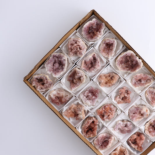 Pink Amethyst Geodes from Argentina Set of 24 - Expert Wholesale and Supplier of Wholesale Crystals & Bulk Gemstones, ["Argentina","Geodes","Pink Amethyst"]