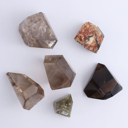 Smoky Quartz Freeforms Set of 6 - Expert Wholesale and Supplier of Wholesale Crystals & Bulk Gemstones, ["Brazil","Quartz","Smoky Quartz","Towers"]