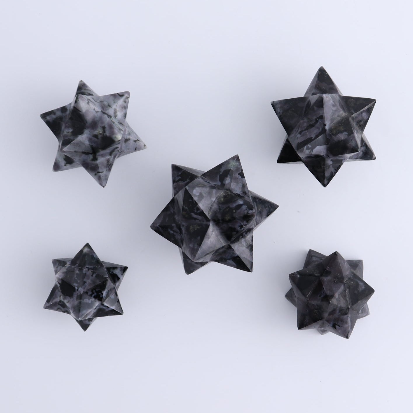 Indigo Gabbro Stars Set of 19 & 1 Cut Base Star - Expert Wholesale and Supplier of Wholesale Crystals & Bulk Gemstones, ["Indigo Gabbro"]
