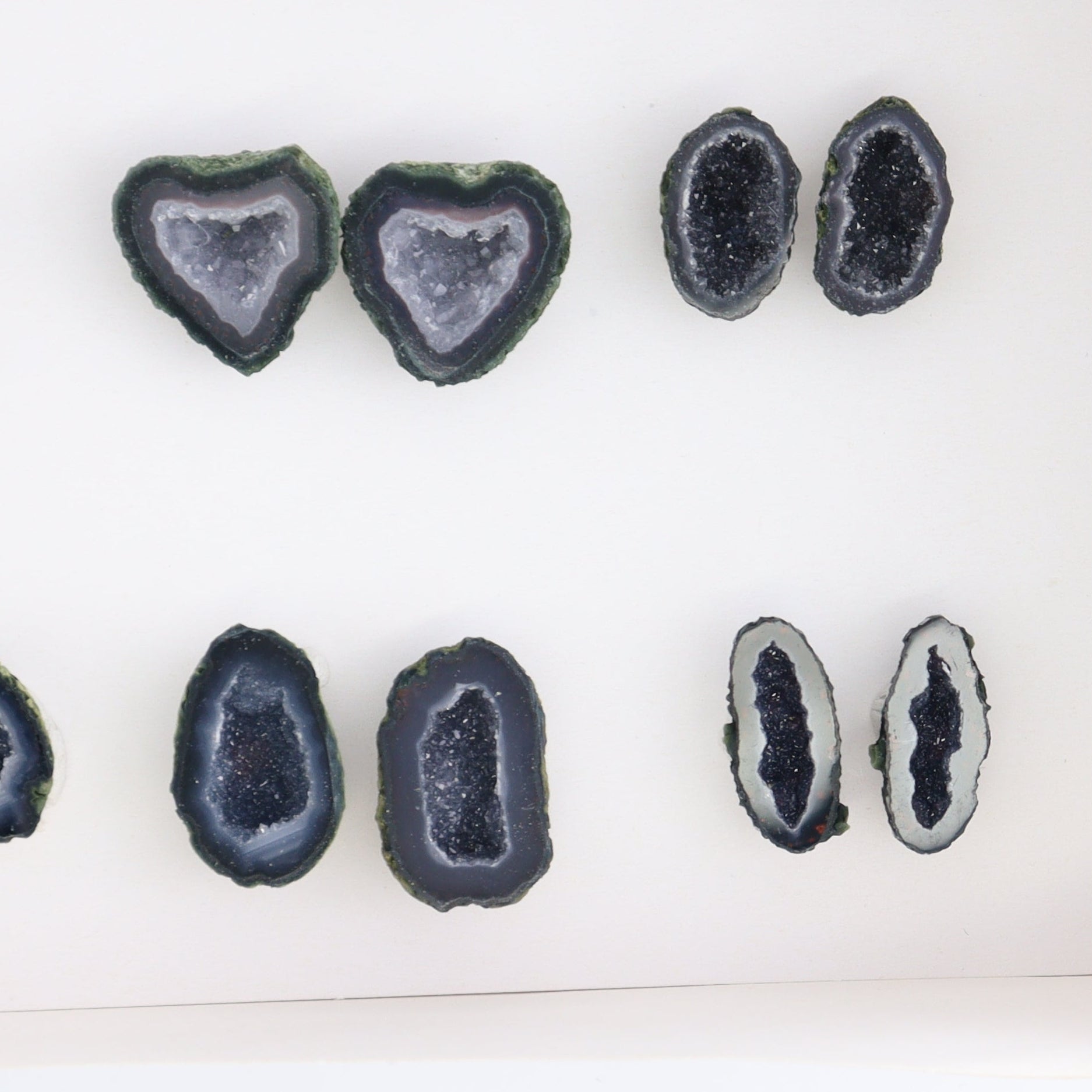 Tabasco Geodes 9 Pairs - Expert Wholesale and Supplier of Wholesale Crystals & Bulk Gemstones, ["Geodes","Tabasco Geode"]