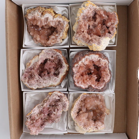 Pink Amethyst Geodes Set of 6