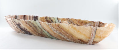 Mexican Onyx/Calcite Canoe Bowl 36"