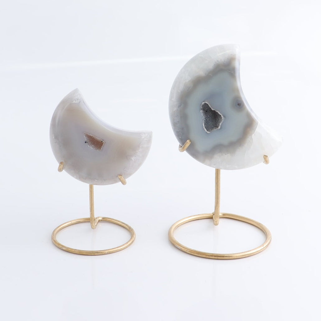 Agate Moons with Stand Set of 5