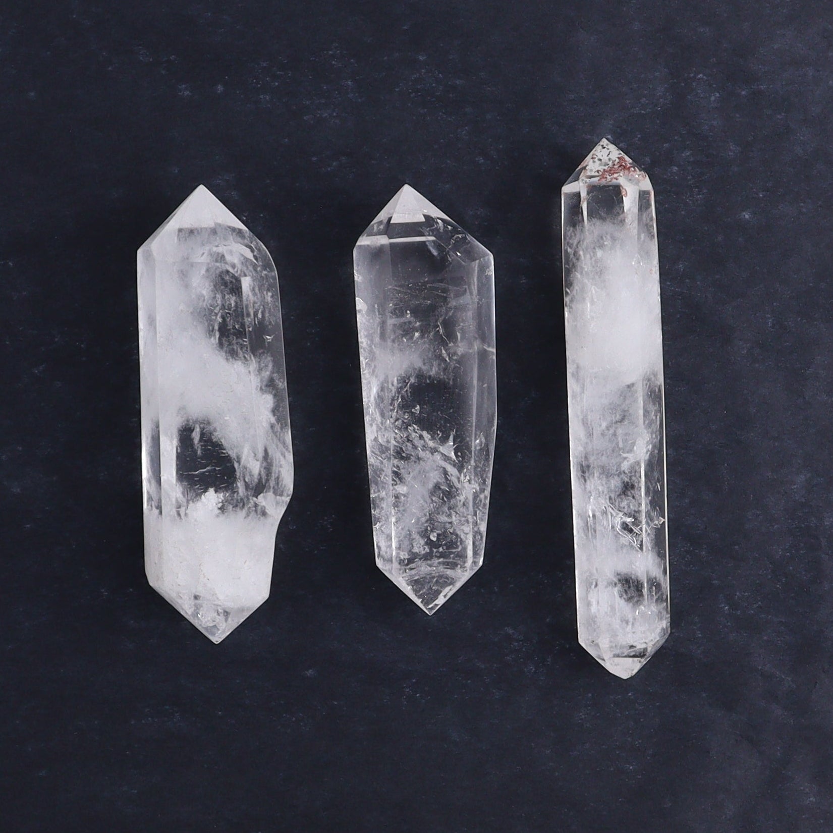 Quartz Faceted Double Points Set of 13 - Expert Wholesale and Supplier of Wholesale Crystals & Bulk Gemstones, ["Brazil","Clear Quartz","Mixed Carvings","Quartz"]