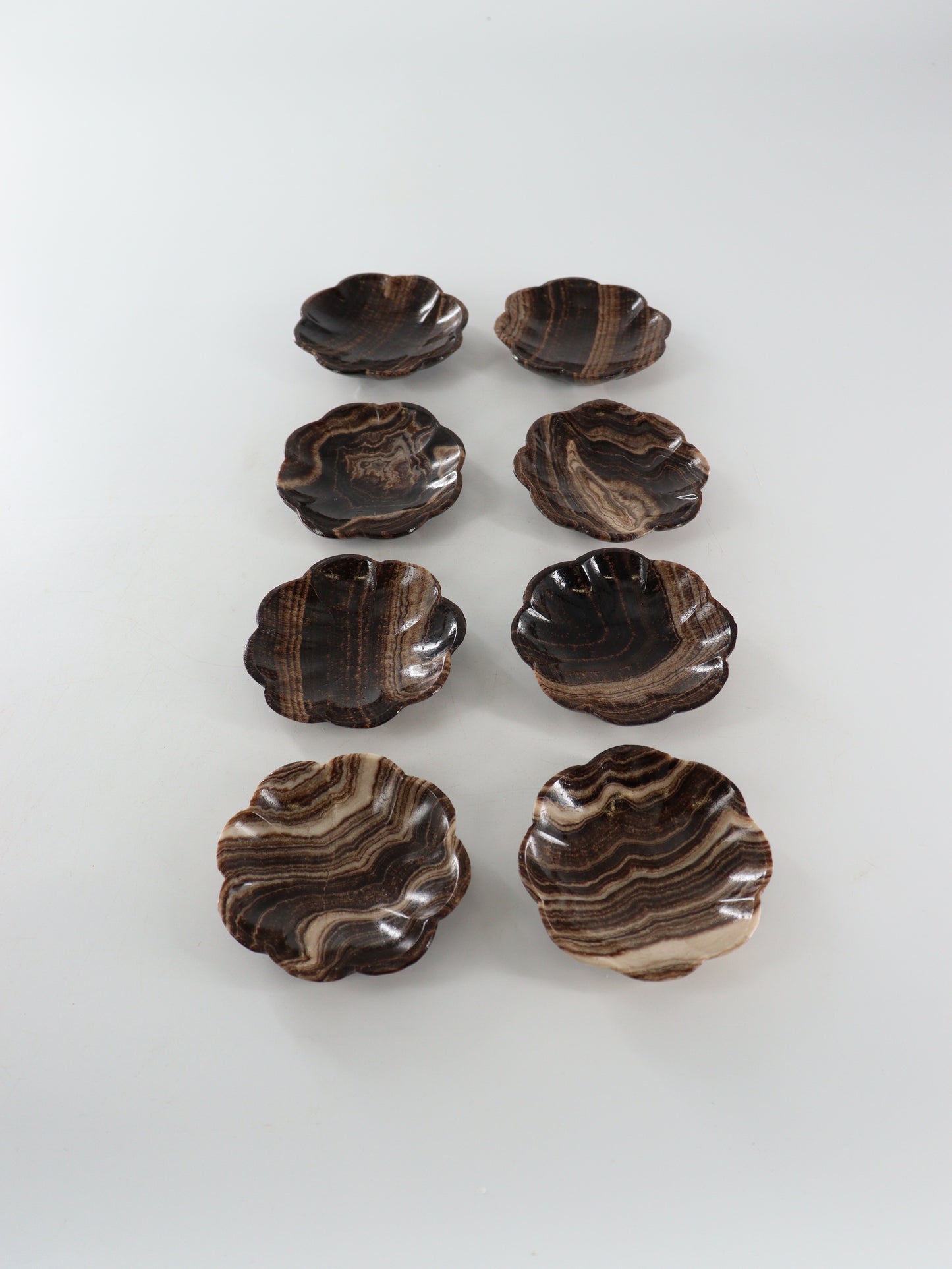 Chocolate Onyx Flower Dishes Set of 8