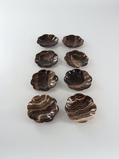 Chocolate Onyx Flower Dishes Set of 8