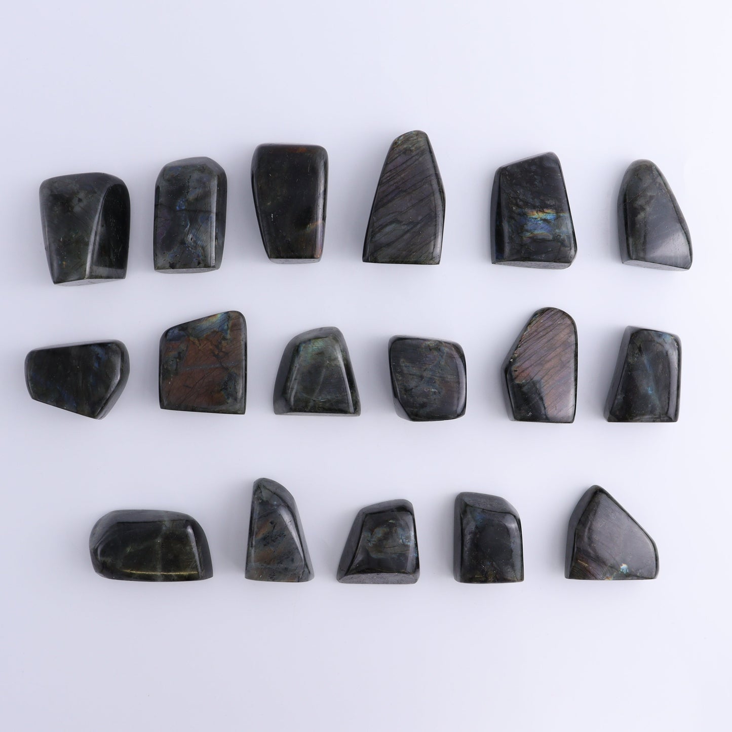 Labradorite Freeform Set of 17 - Expert Wholesale and Supplier of Wholesale Crystals & Bulk Gemstones, ["Freeforms","Labradorite","Madagascar"]