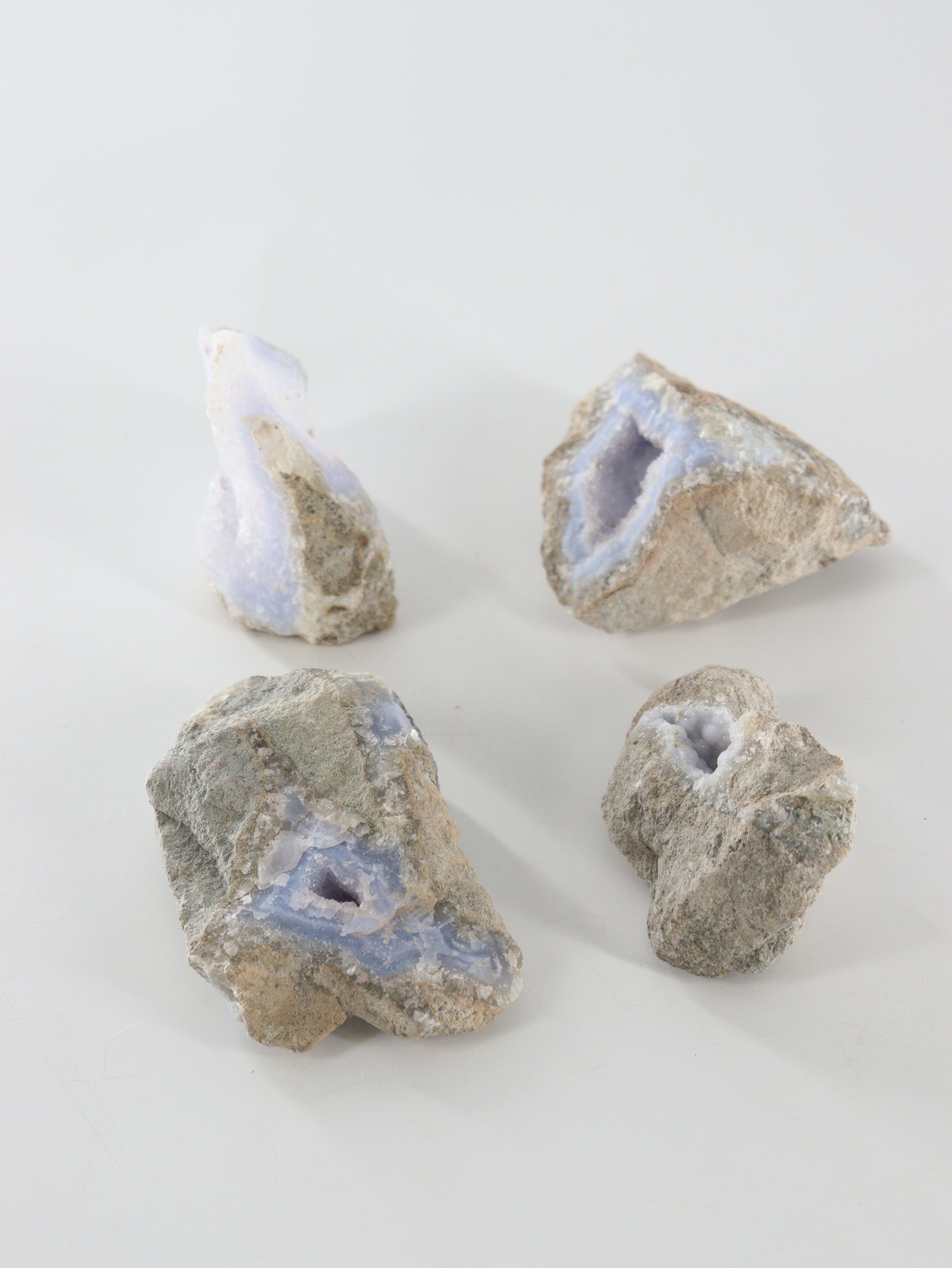 Blue Lace Agate Clusters Set of 4 - Expert Wholesale and Supplier of Wholesale Crystals & Bulk Gemstones, ["Agate","Blue Lace Agate","close_70"]
