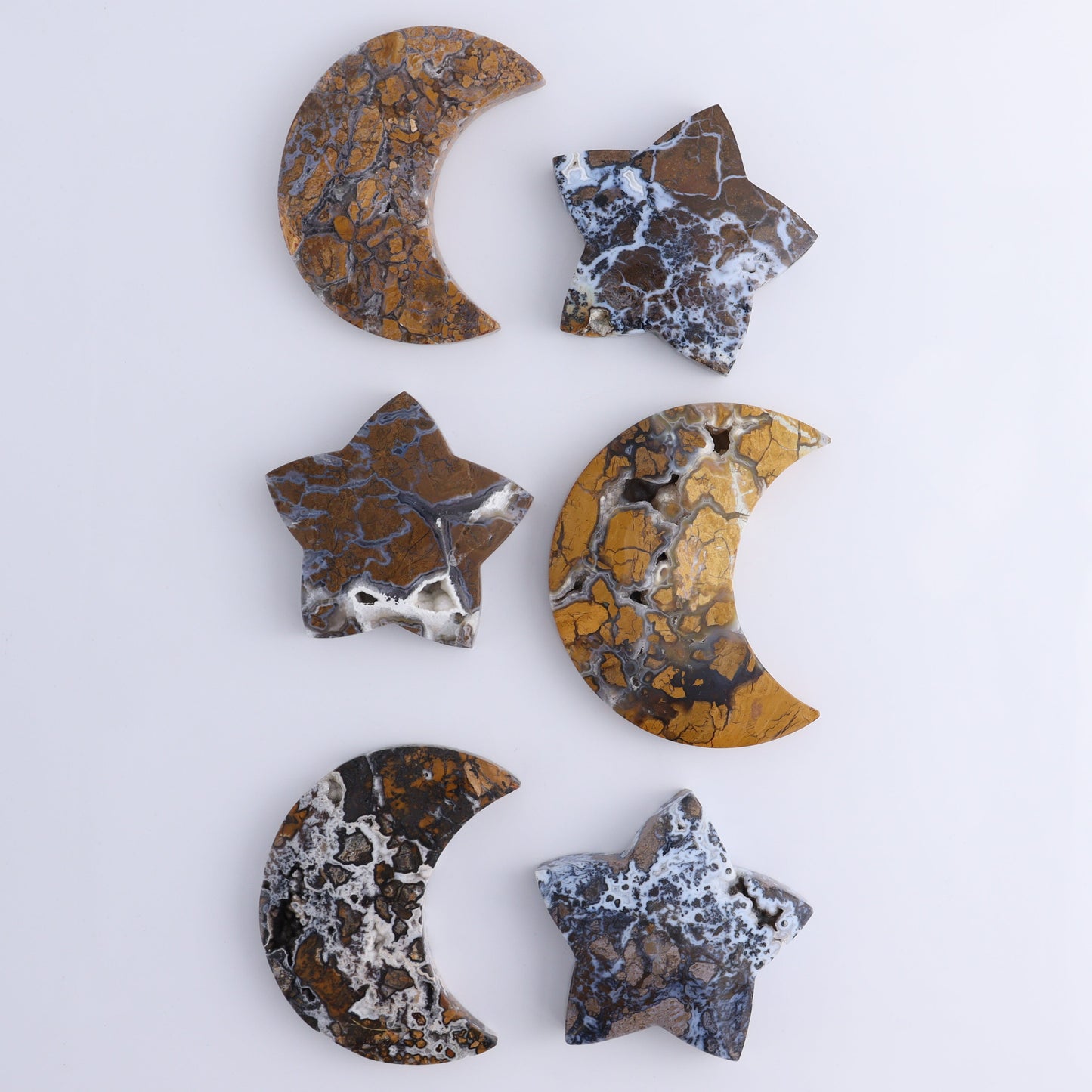 Brecciated Jasper Moon & Stars Set of 6 - Expert Wholesale and Supplier of Wholesale Crystals & Bulk Gemstones, ["Brecciated Jasper","Indonesia","moons","stars"]