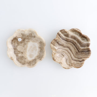 One Mexican Onyx/Calcite Chocolate Scalloped Dish 14 cm