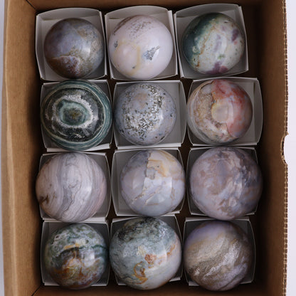 Ocean Jasper Spheres Set of 12 - Expert Wholesale and Supplier of Wholesale Crystals & Bulk Gemstones, ["jasper","Madagascar","Ocean Jasper","Spheres"]