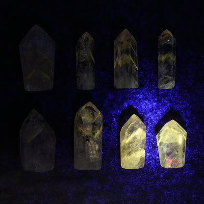 Powellite Amethyst UV Reactive Towers Set of 20 - Expert Wholesale and Supplier of Wholesale Crystals & Bulk Gemstones, ["Amethyst","Powellite"]