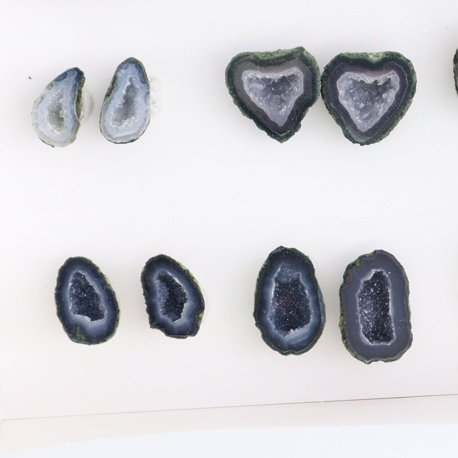 Tabasco Geodes 9 Pairs - Expert Wholesale and Supplier of Wholesale Crystals & Bulk Gemstones, ["Geodes","Tabasco Geode"]