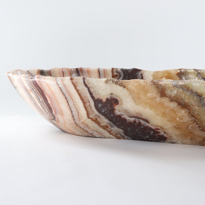 Mexican Onyx/Calcite Canoe Bowl 36"