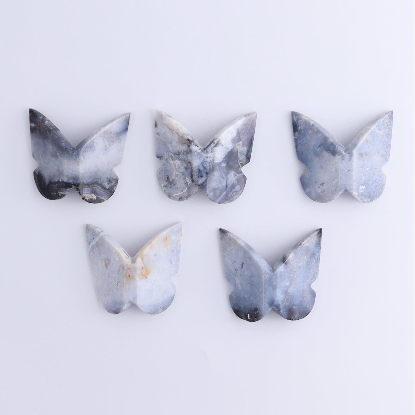 Butterflies Blue Plume Agate & Maligano Jasper Set of 10 - Expert Wholesale and Supplier of Wholesale Crystals & Bulk Gemstones, ["Agate","Blue Plume","Butterflies","jasper","Maligno Jasper"]