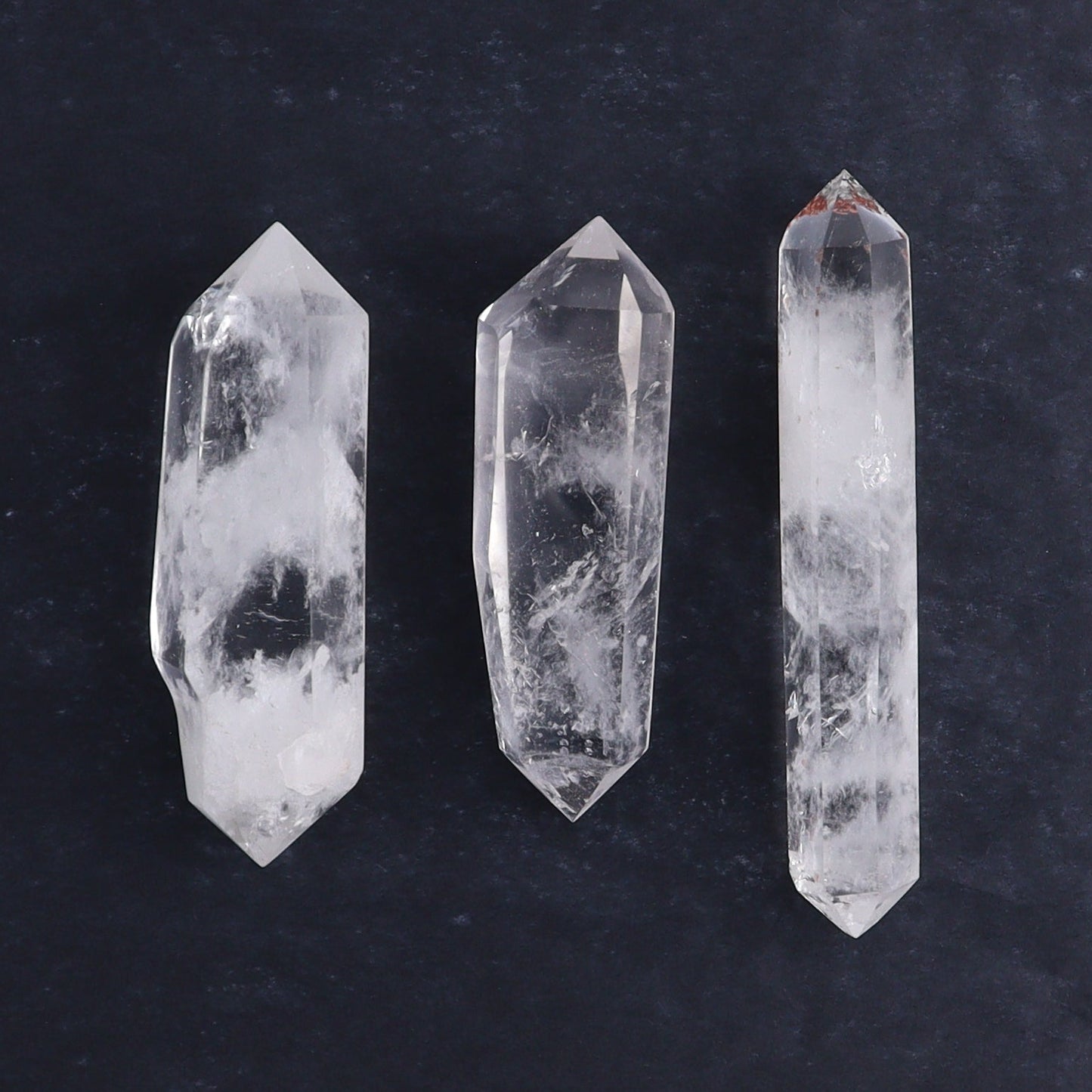 Quartz Faceted Double Points Set of 13 - Expert Wholesale and Supplier of Wholesale Crystals & Bulk Gemstones, ["Brazil","Clear Quartz","Mixed Carvings","Quartz"]