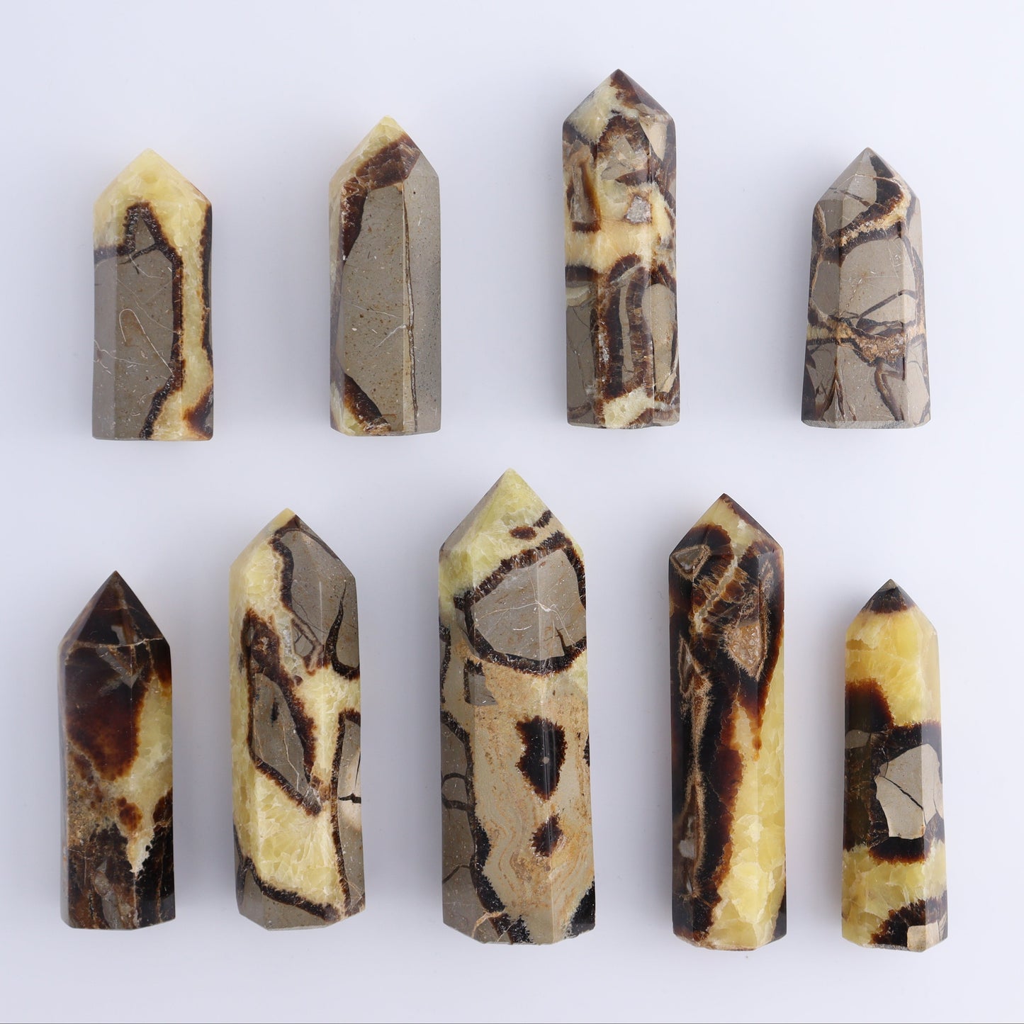 Septarian Towers Set of 9 - Expert Wholesale and Supplier of Wholesale Crystals & Bulk Gemstones, ["Madagascar","Septarian","Towers"]